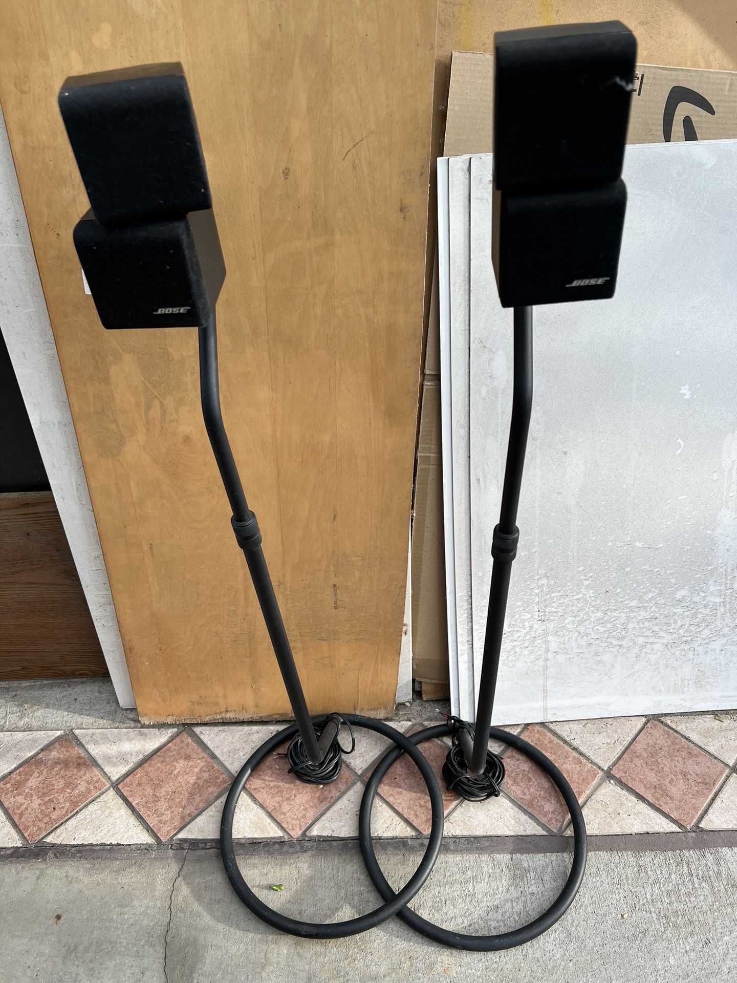 Speaker Stands With Bose Cube Speakers.
