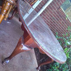 Antique Table With Glass Top