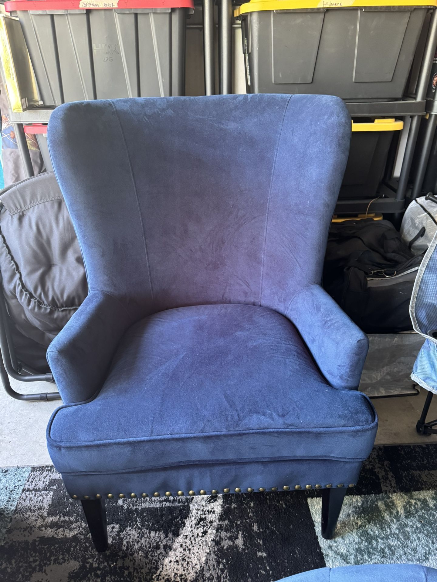 Blue Chair And Ottoman