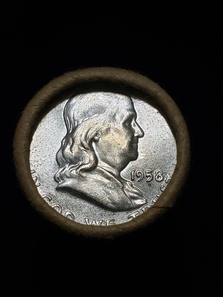 1958 OBW FRANKLIN HALF DOLLAR ROLL