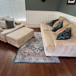 3-Piece Sofa Sleeper Set – Loveseat, Oversized Chair & Ottoman – Plush & Neutral