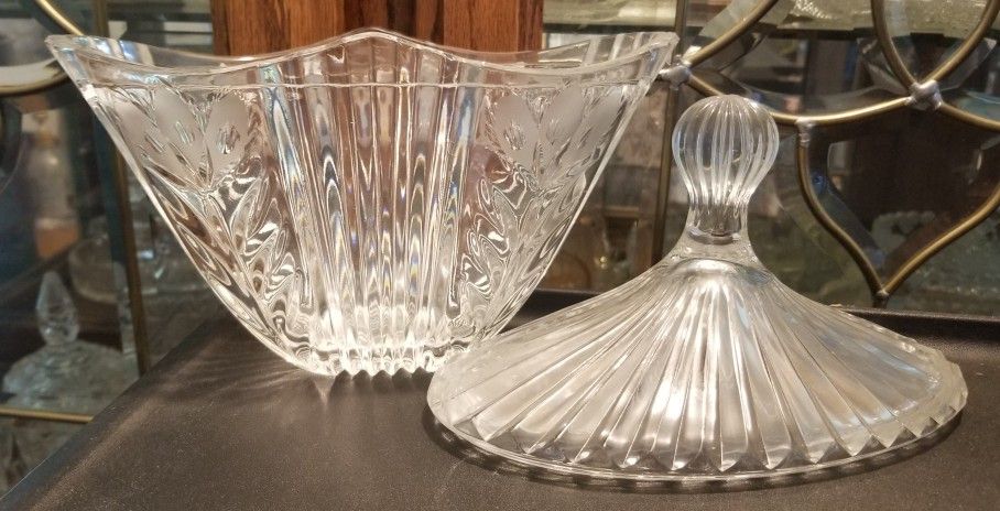 Vintage Large Lidded Heavy Candy Dish - Beautiful