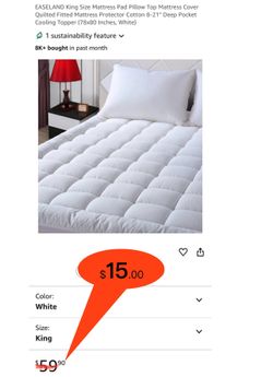 Mattress Pad .Top Mattress Cover Quilted Fitted Mattress Protector Cotton