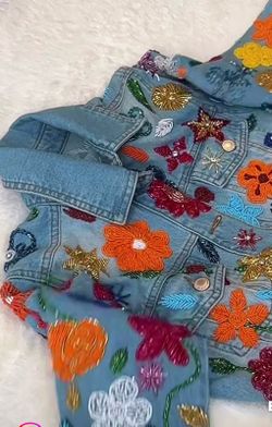 Chaquetas decoradas, jeans decorados , embroidery, sewing, etc
