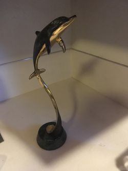 Brass Dolphin Statue