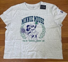 Gap x Disney Tshirt Women’s XL Gray Minnie Mouse Graphic Tee Cropped Top New