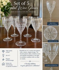 Vintage Cristal d’Arques-Durand Washington Crystal Wine Glasses – Set of 5