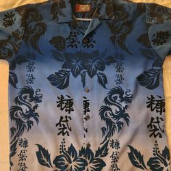 Dress Shirt Blue Ethereal Asian Dragon 