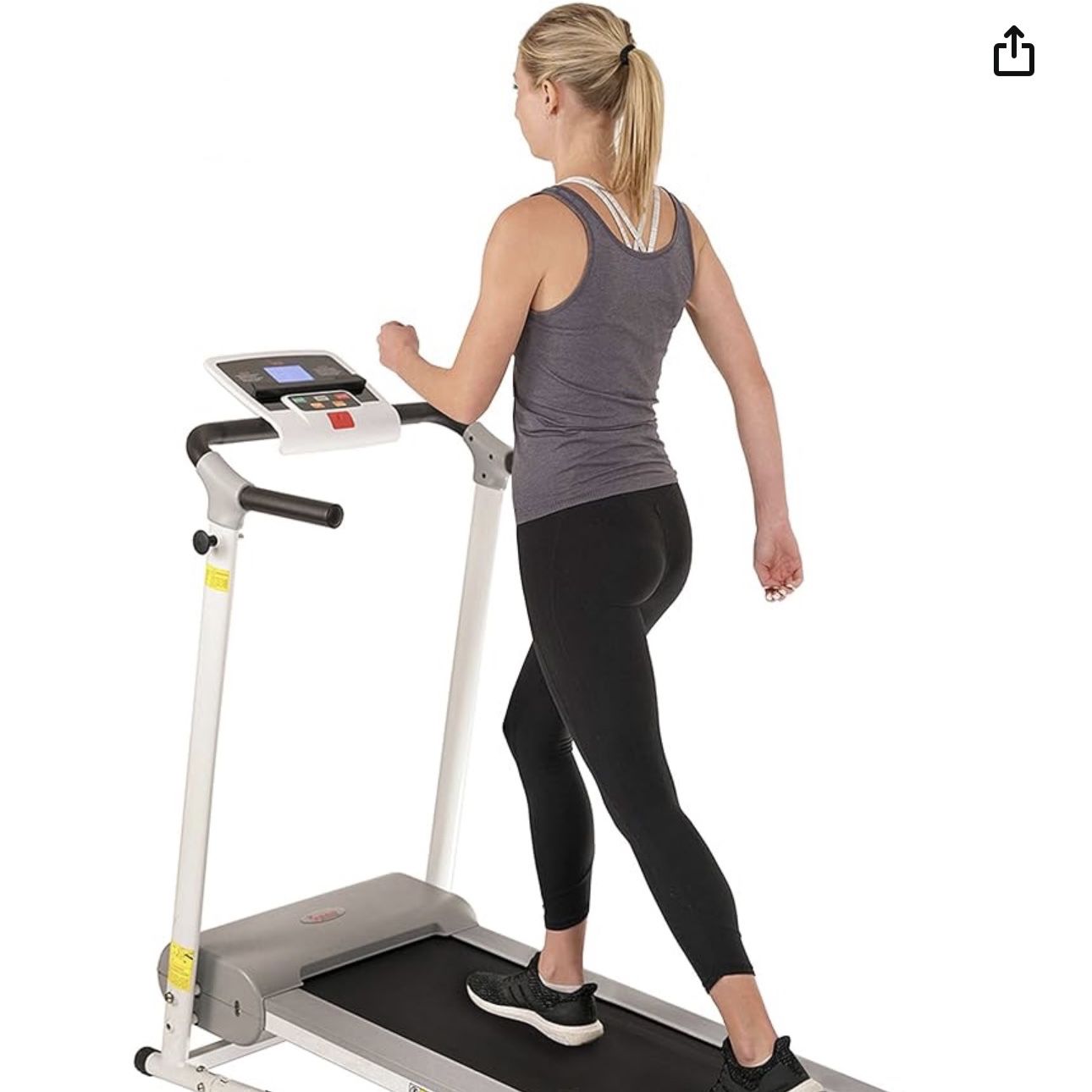 Sunny Health & Fitness Foldable Exercise Running Walking Treadmill, Easy Assembly, LCD Performance Monitor, Device Holder, Optional SunnyFit® App Enha
