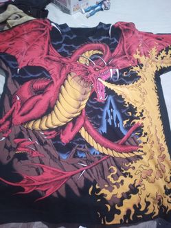 vintage 90s Dragon Graphic All-Over Print T-Shirt