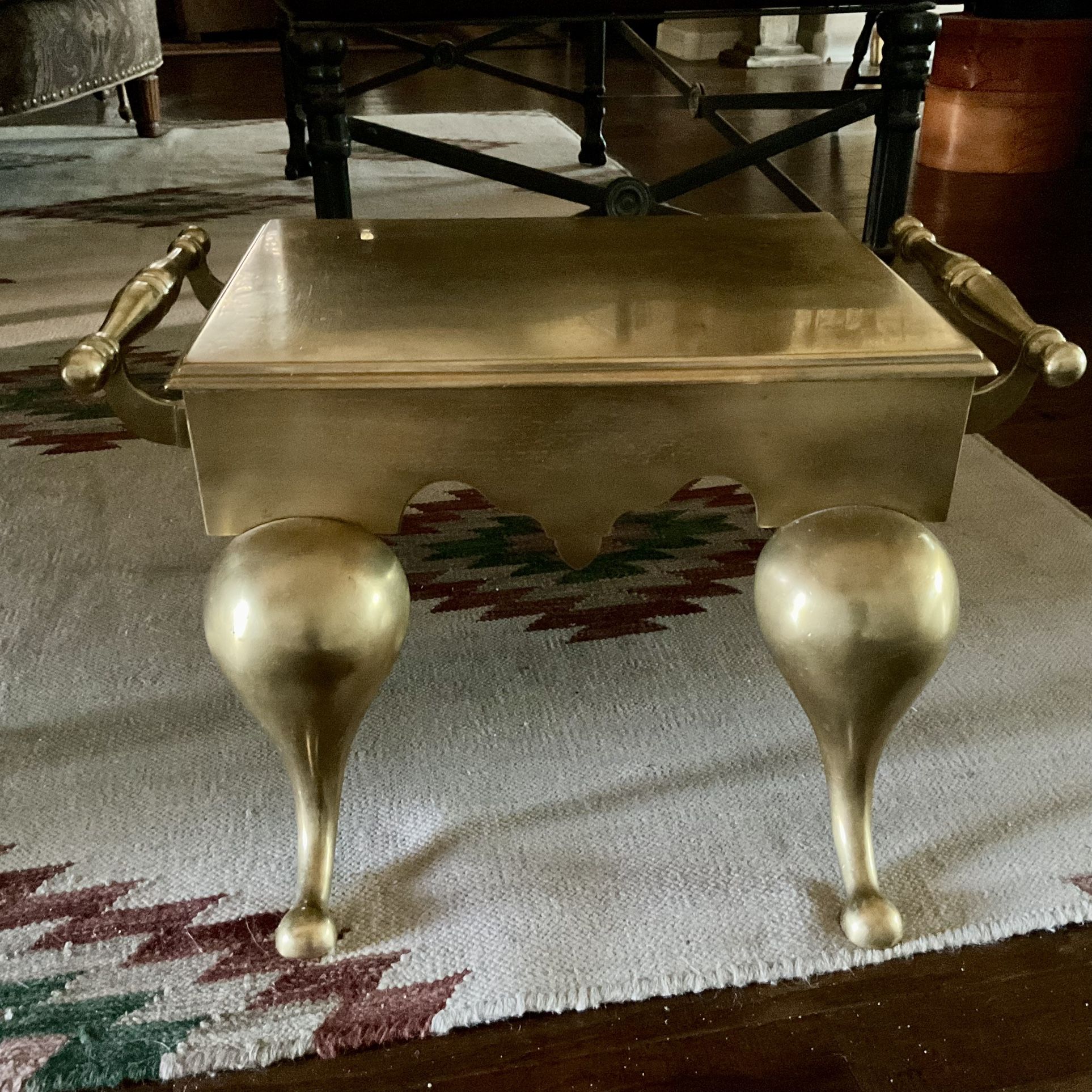 Antique Brass Footman Step Stool Fireplace Trivet
