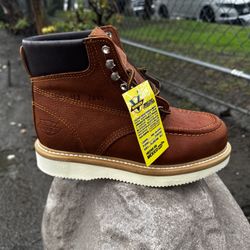 Workmen V Leather Work  Boots Brown Size 6 To 12