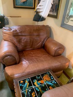 Leather couch and chair Leather couch and chair