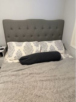 Queen grey tufted headboard