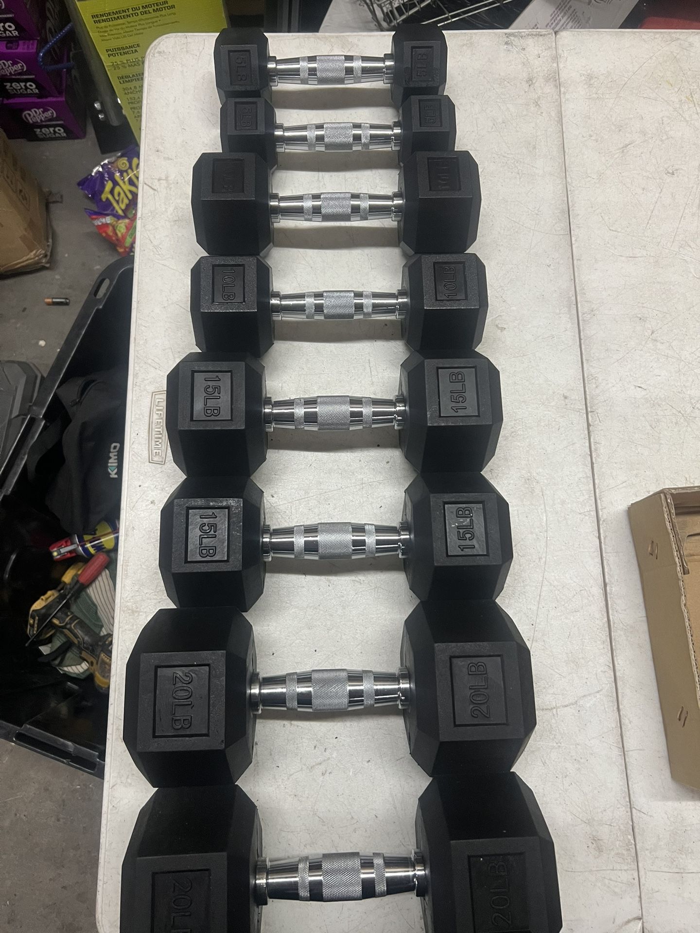 New 100 Lbs Rubber Hex Dumbbells Set