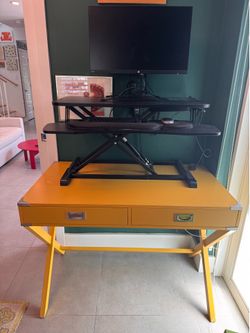 COMPLETE OFFICE SET! Desk, rolling chair & adjustable standing desk