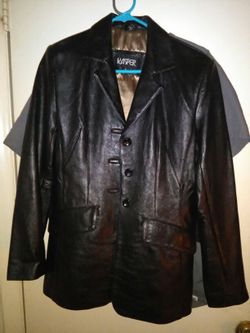 New BLACK LEATHER JACKET, SIZE SMALL