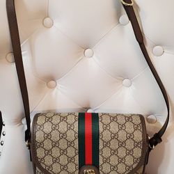 Gucci GG Supreme Web Stripe Crossbody Bag Small Vintage Shoulder Bag