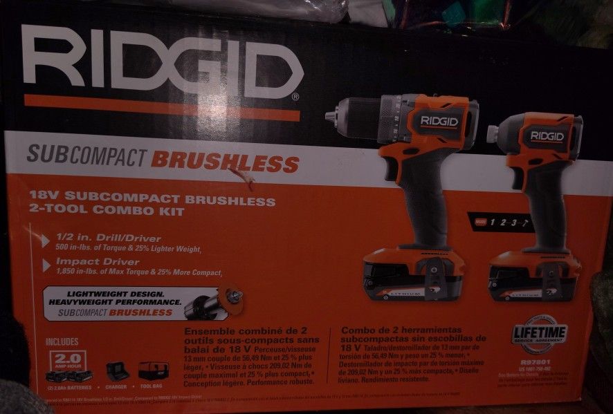 Rigid 18v Sub Compact Brushless 2 Tool Combo Kit