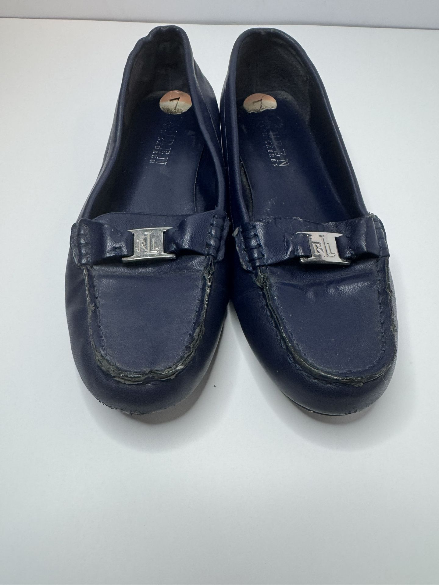 Ralph Lauren Navy Blue Leather Loafers Size 7