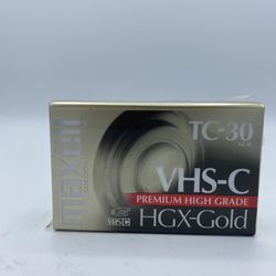 Maxell TC-30 VHS-C Premium High Grade HGX-Gold Camcorder Tape - New Sealed 