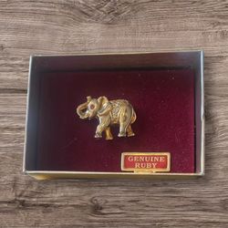 Brand New Vintage Imperial Court Elephant Brooch With Genuine Ruby &  Rhinestones 