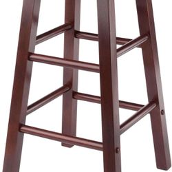 Winsome Carrick Counter Stool, 24In Height, Solid Wood, Walnut
