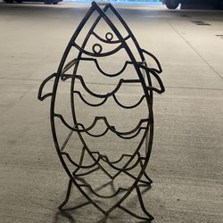 Vintage All Metal 6 Bottle Fish Wine Holder wine Rack 