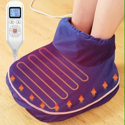 New Heated Feet Warmers for Women and Men, Electric Foot Heating Pad for Feet Neuropathy Pain Relief, Detachable Cover, Ankle Heating Pad Wrap for Ach