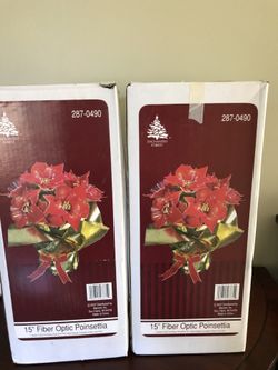 Fiber optic poinsettias in the boxes.