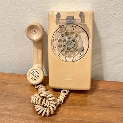 Vintage Beige Rotary Wall Phone