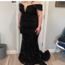 Black Sequin Prom dress Plus Size 16