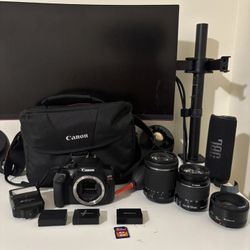 Canon EOS Rebel T6 DSLR Camera Bundle – 3 Lenses + Flash + Bag + Batteries