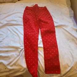 velvet red pants size 7 years girl