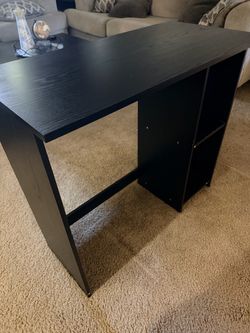 Black Computer Desk with Storage Shelves