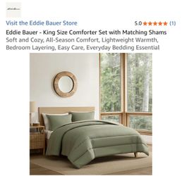 New London Fog green comforter and two shams size King PUO near Cedar and Shepherd