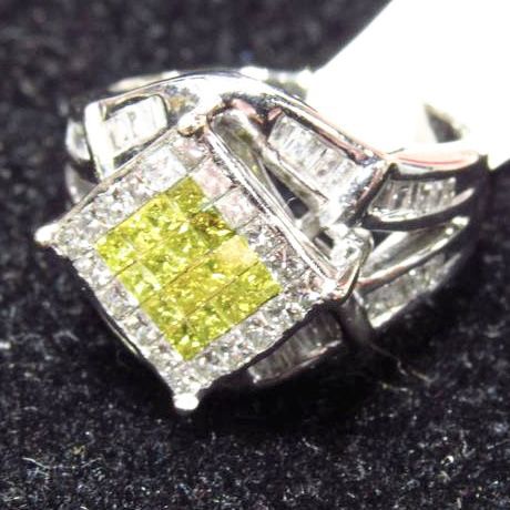 1.20ctw Princess Cut Diamond Cluster Statement Ring 14k White Gold Size 6
