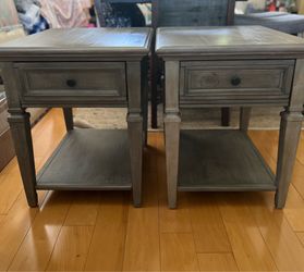 2 Night Stands - beige/gray in color