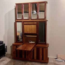 Vintage Mirrored Cabinet • Drop Down Shelf • Desk • Bar