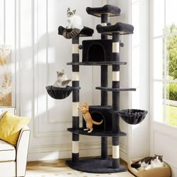 74'' H Carpet Cat Tree Condos and Platforms Included, with Scratching Posts and Basket