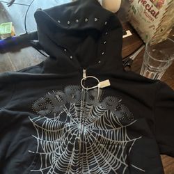 Black studded sp5der zipup