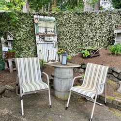 Patio Chairs & Barrel Table 