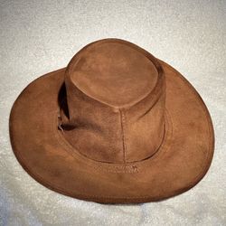 Brown Suede Wide Brim Hat