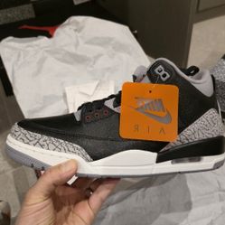 Air Jordan 3 Black Cement, Size 9 & 12 Men 