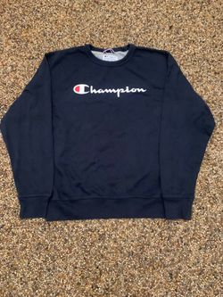 Navy Blue Champion Sweater With White Logo Size M