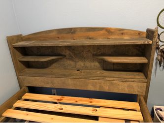 Full size Captain's Bed with Bookcase Headboard and Storage