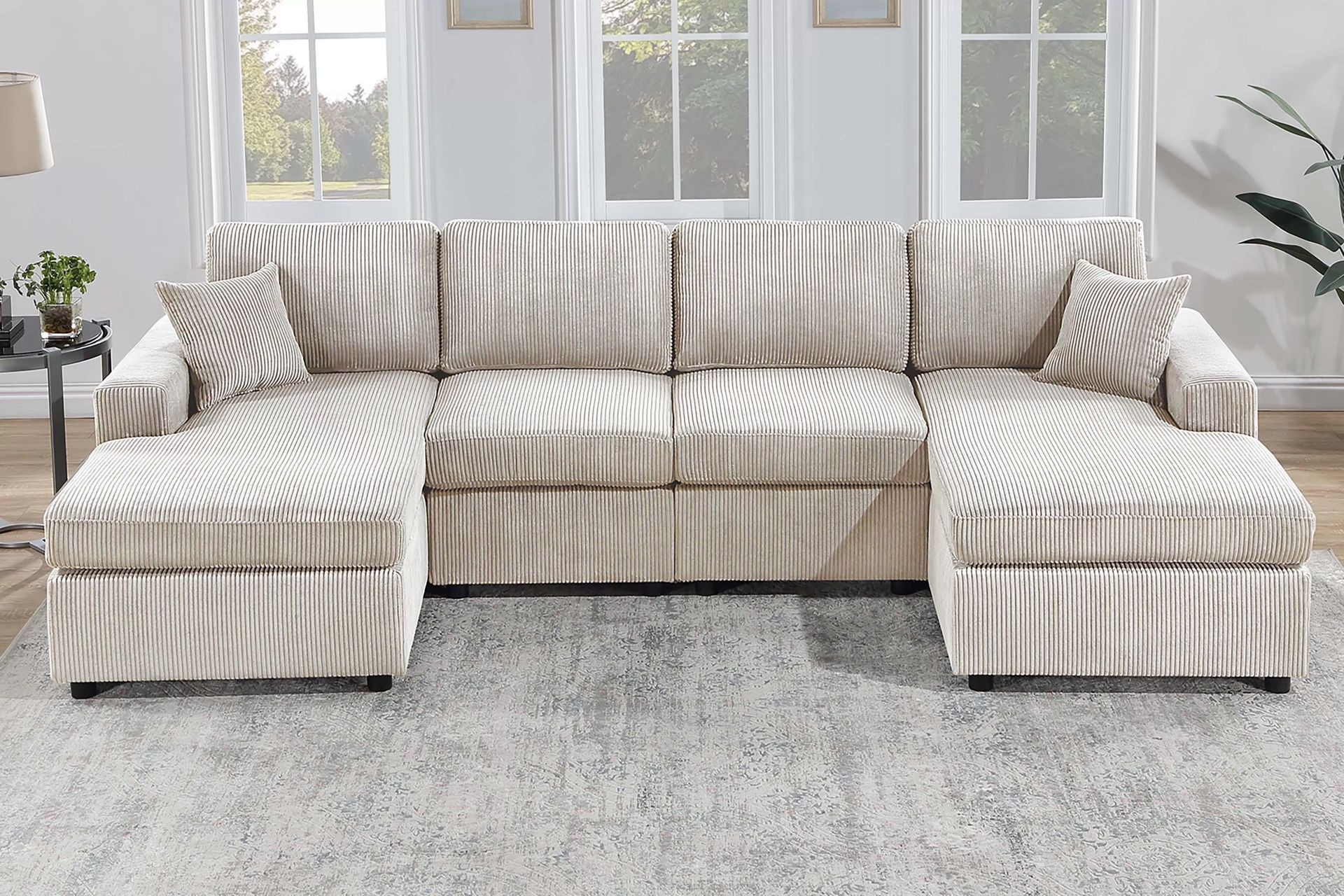 New Ivory Corduroy Sectional Couch! Includes Free Delivery 🚚!