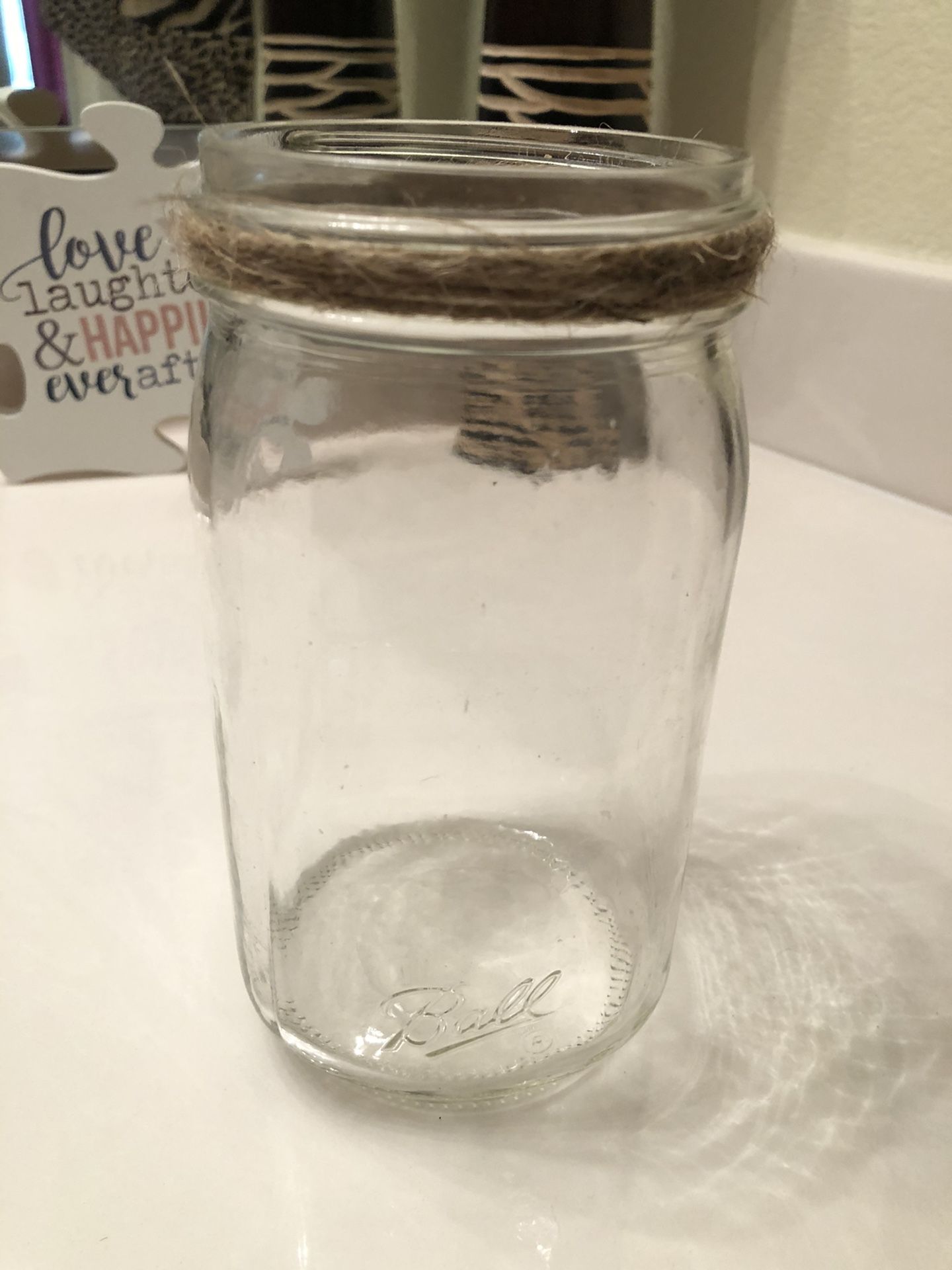11 Wide Mouth Mason Jars w Twine