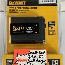 Dewalt 100W 2-Port PD Wall Charger Brand New 