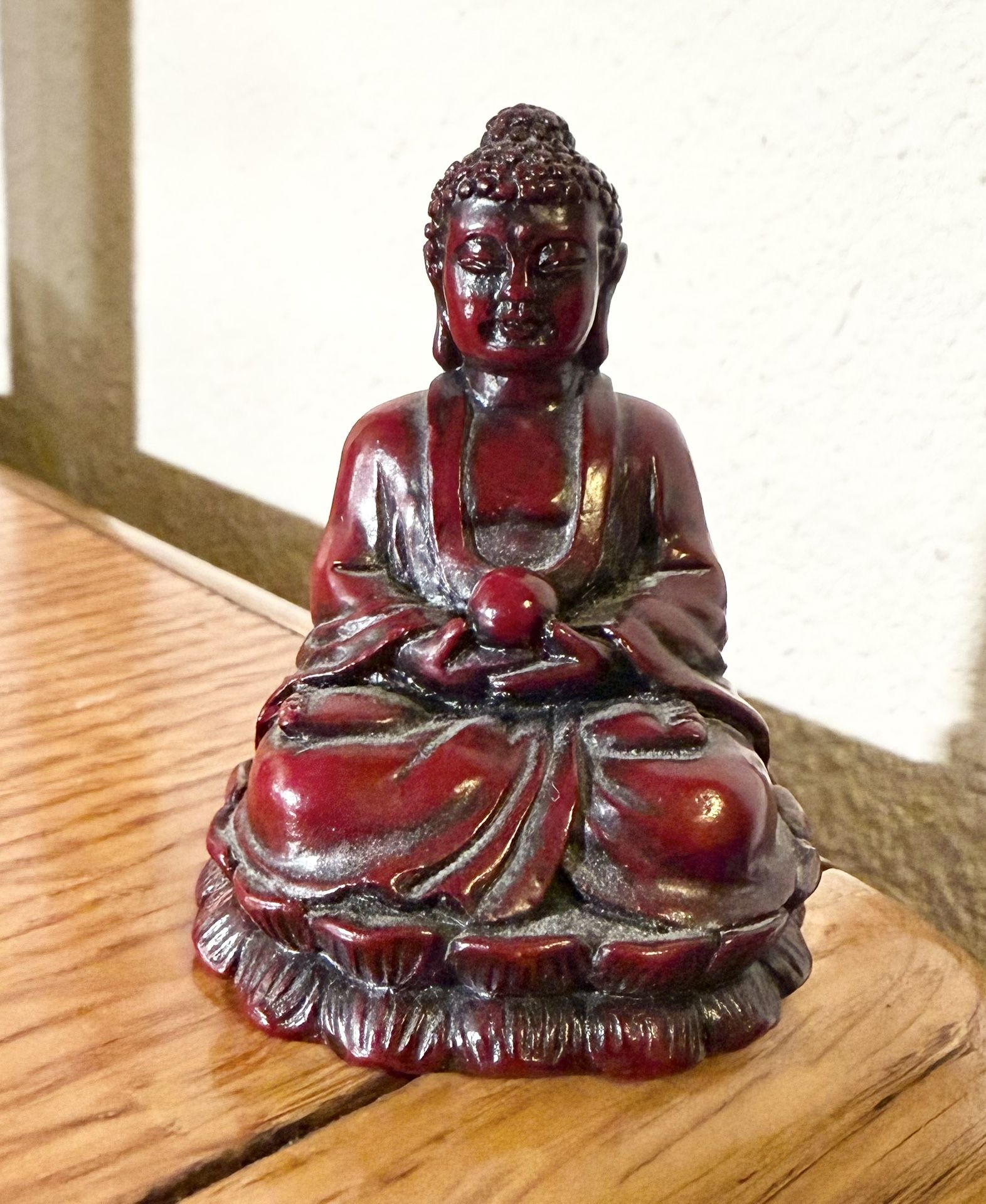 Vintage Red Resin Buddha Figure